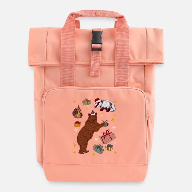 ANIMAUX DE NOËL - Sac à dos Roll Top à deux anses - rose liberty