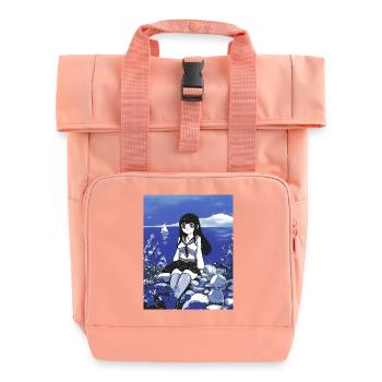 Seemann Mädchen Schulmädchen am Meeres in Blau - Rolltop Rucksack mit zwei Griffen - Chintzrosa - Vorne