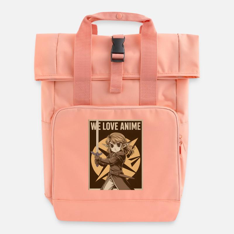Héroïne d’anime avec une épée - Sac à dos Roll Top à deux anses - rose liberty