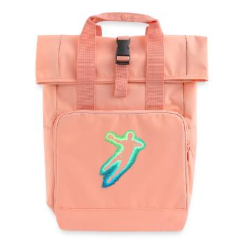 Neon Handball Jump Silhouette - Roll Top Backpack with Two Handles - chintz rose - Front