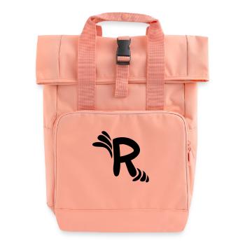 Letter R & Pattern - Roll Top Backpack with Two Handles - chintz rose - Front