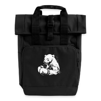 Eisbär Polar Bär Boxer Boxen MMA Kampfsport - Rolltop Rucksack mit zwei Griffen - Schwarz - Vorne