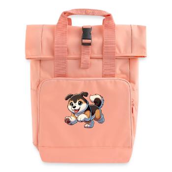 Akita puppy - Roll Top Backpack with Two Handles - chintz rose - Front