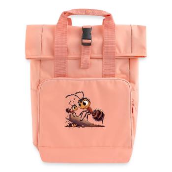 Ameisenmutter spielt mit Kindern - Rolltop Rucksack mit zwei Griffen - Chintzrosa - Vorne