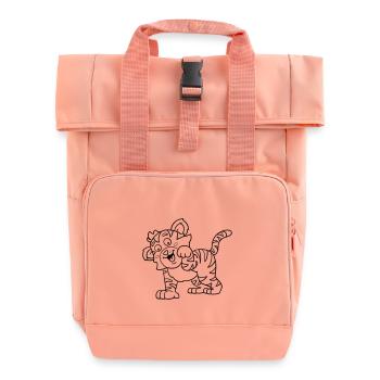 Cute tiger, coloring page for kids - Roll Top Backpack with Two Handles - chintz rose - Front