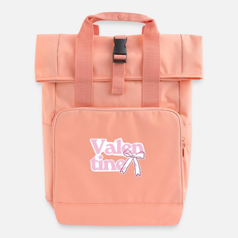 Rose nœud de la Saint-Valentin - Sac à dos Roll Top à deux anses - rose liberty