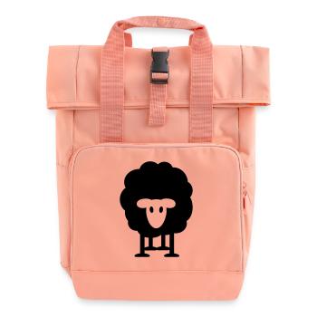 dickes schwarzes Schaf Schäfer Wolle Heidschnucken - Rolltop Rucksack mit zwei Griffen - Chintzrosa - Vorne