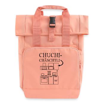 Chuchichäschtli - Vektor=Motivfarbwechsel möglich - Rolltop Rucksack mit zwei Griffen - Chintzrosa - Vorne