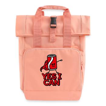 Beverage Can Superhero Cartoon , Yes I can - Roll Top Backpack with Two Handles - chintz rose - Front