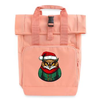 Hibou de Noël en pull vert - Sac à dos Roll Top à deux anses - rose liberty - Devant