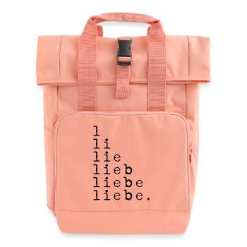 L LI LIE LOVE LOVE LOVE. Statement black - Roll Top Backpack with Two Handles - chintz rose - Front