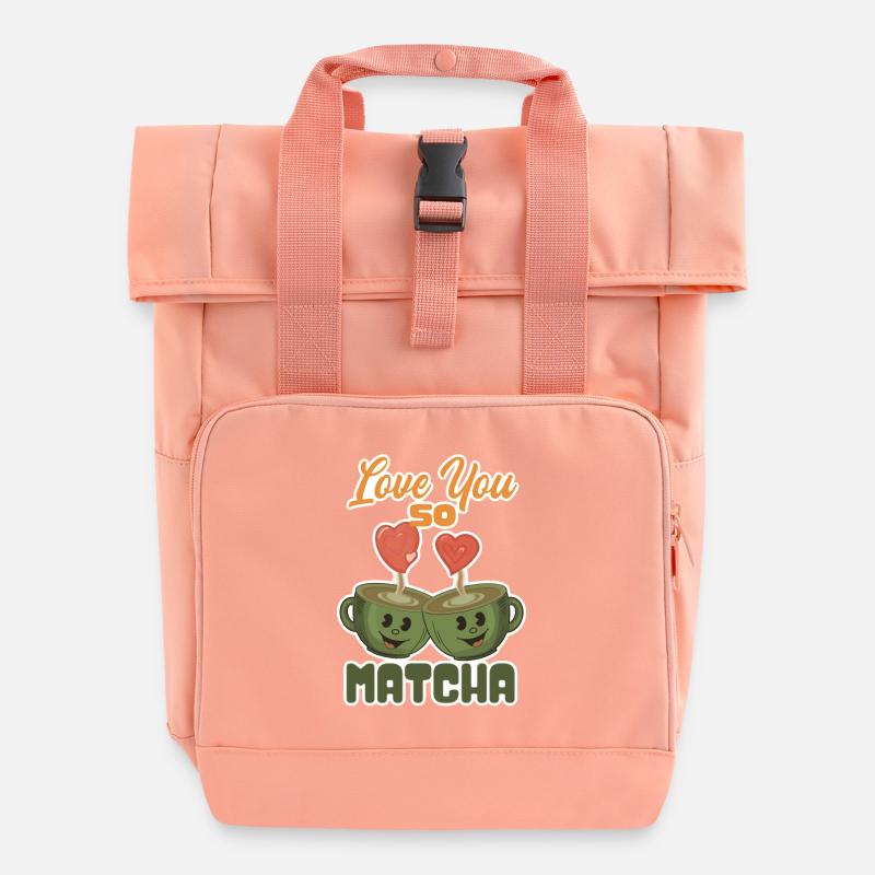 Love You So Matcha - Rolltop Rucksack mit zwei Griffen - Chintzrosa