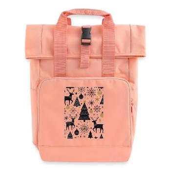 Scandinavian Christmas Elements and Winter Trees - Roll Top Backpack with Two Handles - chintz rose - Front