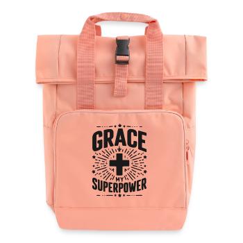 Gnade meine Superkraft - Rolltop Rucksack mit zwei Griffen - Chintzrosa - Vorne