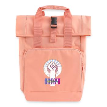 Anti-Patriarchy Shirt Design for Feminists - Roll Top Backpack with Two Handles - chintz rose - Front