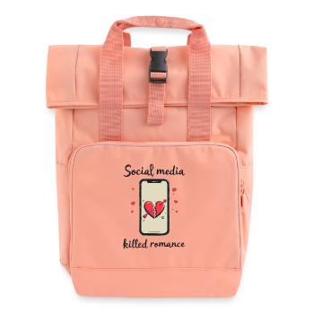 Social Media Killed Romance - Roll Top Backpack with Two Handles - chintz rose - Front