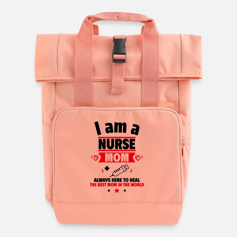 Mama Krankenschwester, Muttertagsgeschenk - Rolltop Rucksack mit zwei Griffen - Chintzrosa