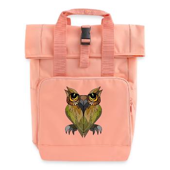 Eule Vogel - Rolltop Rucksack mit zwei Griffen - Chintzrosa - Vorne