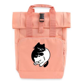 Ying-Yang Cats #2 - Roll Top Backpack with Two Handles - chintz rose - Front