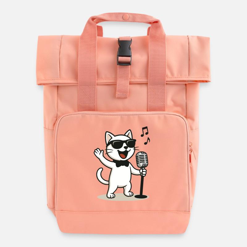 Rock'n'Roll Kitty - Roll Top Backpack with Two Handles - chintz rose