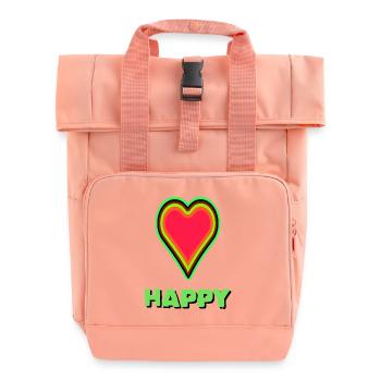VIBRANT heart graphic with neon framing - Roll Top Backpack with Two Handles - chintz rose - Front