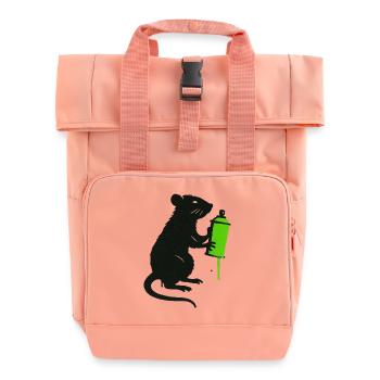 Scientific Rat Illustration with Syringe - Roll Top Backpack with Two Handles - chintz rose - Front