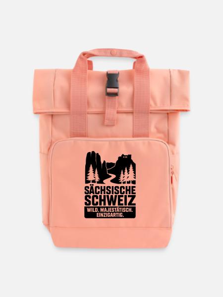 sächsische Schweiz - Rolltop Rucksack mit zwei Griffen - Chintzrosa
