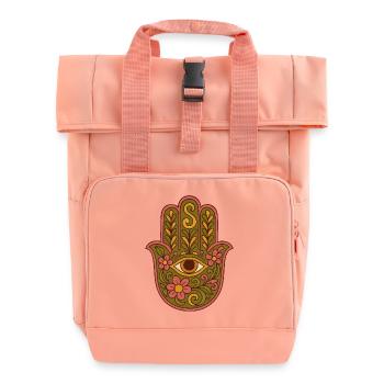Hamsa Eye Floral Boho Kunstwerk - Rolltop Rucksack mit zwei Griffen - Chintzrosa - Vorne