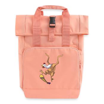 Skateboarding chicken - Roll Top Backpack with Two Handles - chintz rose - Front