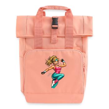 Energische Aerobic-Frau in Bewegung   - Rolltop Rucksack mit zwei Griffen - Chintzrosa - Vorne