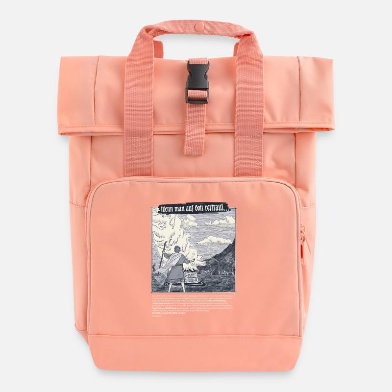 Elijah trusts God - Roll Top Backpack with Two Handles - chintz rose