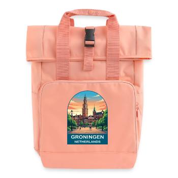 Groningen Niederlande Martinitoren Reiseplakat - Rolltop Rucksack mit zwei Griffen - Chintzrosa - Vorne