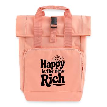 Happy is The New Rich - Roll Top Backpack with Two Handles - chintz rose - Front