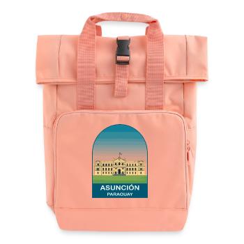 Asuncion Paraguay Vintage City Travel Poster - Roll Top Backpack with Two Handles - chintz rose - Front