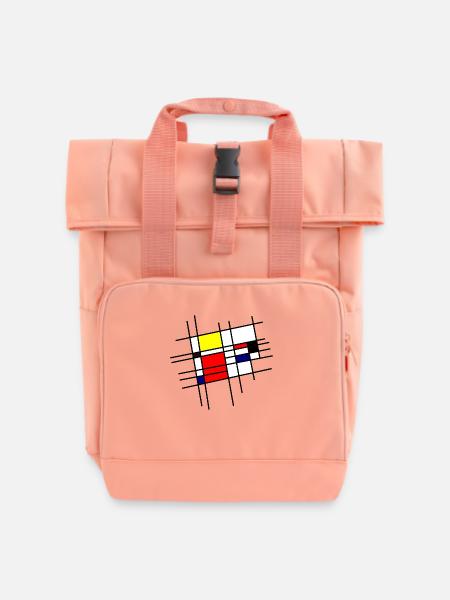 Mondrian Inspiration - Rolltop Rucksack mit zwei Griffen - Chintzrosa
