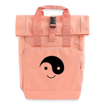 ying_yang_smiley_1 - Roll Top Backpack with Two Handles - chintz rose - Front