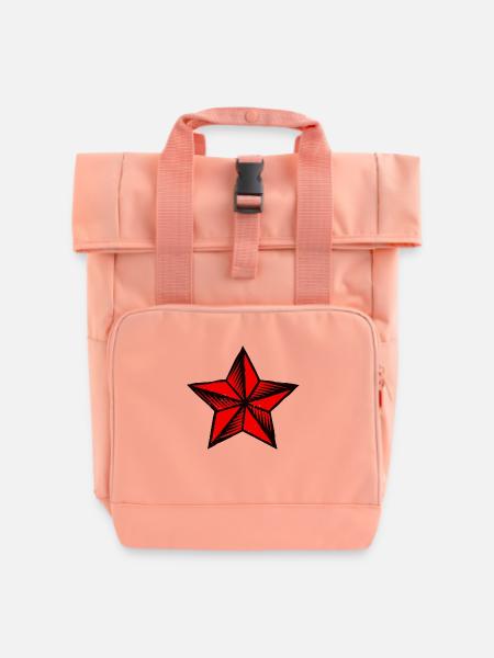 Stern red star - Rolltop Rucksack mit zwei Griffen - Chintzrosa