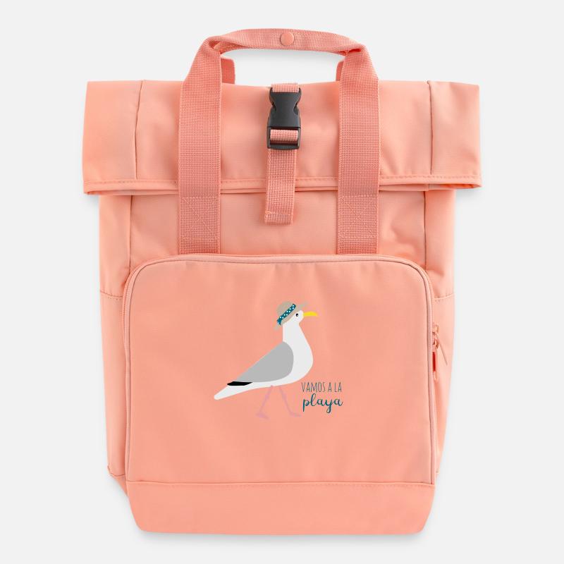 Möwe Stohhut - Rolltop Rucksack mit zwei Griffen - Chintzrosa