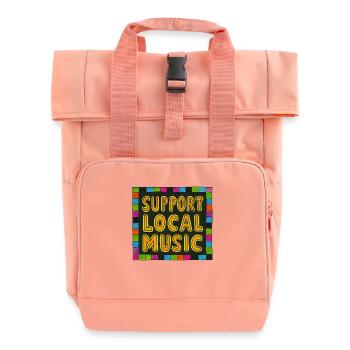 Support Local Music - Roll Top Backpack with Two Handles - chintz rose - Front