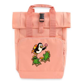 Jetpack Penguin - Roll Top Backpack with Two Handles - chintz rose - Front