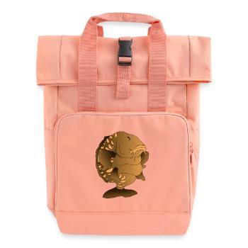 Plumpiges Spiegelkarpfen-Cartoon-Angeldesign - Rolltop Rucksack mit zwei Griffen - Chintzrosa - Vorne