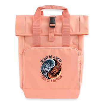 Heart of the Wolf, Soul of the Dragon - Roll Top Backpack with Two Handles - chintz rose - Front