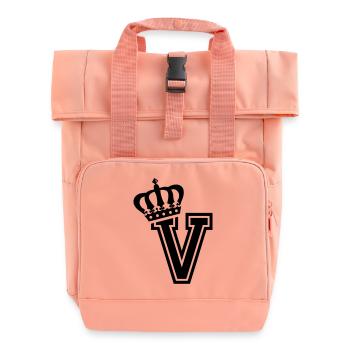 Letter V - Roll Top Backpack with Two Handles - chintz rose - Front
