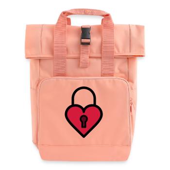 Padlock, love lock - Roll Top Backpack with Two Handles - chintz rose - Front