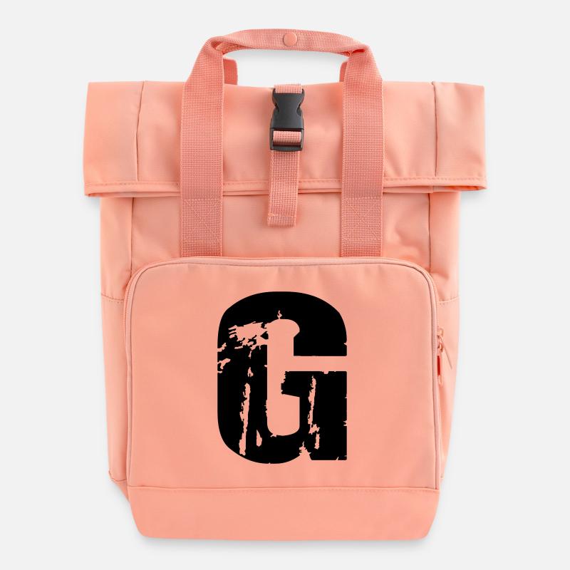 G - Buchstabe - Rolltop Rucksack mit zwei Griffen - Chintzrosa