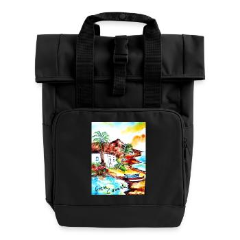 EG Vacances I Gran Canaria I Île I Idée cadeau - Sac à dos Roll Top à deux anses - noir - Devant