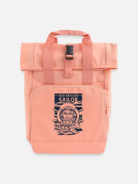 Alter Erfahrener Seemann Klassisch Maritim - Rolltop Rucksack mit zwei Griffen - Chintzrosa