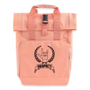 Handgeste Respekt mit Text RESPECT - Rolltop Rucksack mit zwei Griffen - Chintzrosa - Vorne