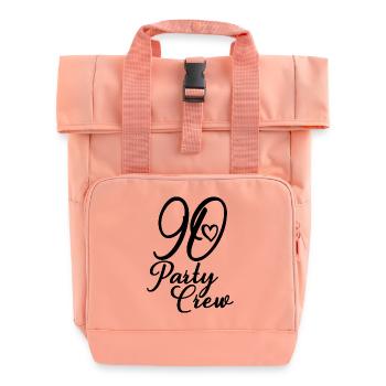 90 Party Crew 90th Birthday Party 90 Years Old - Roll Top Backpack with Two Handles - chintz rose - Front