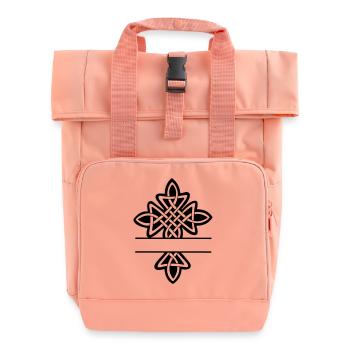 Keltisches Kreuzmonogramm - Rolltop Rucksack mit zwei Griffen - Chintzrosa - Vorne